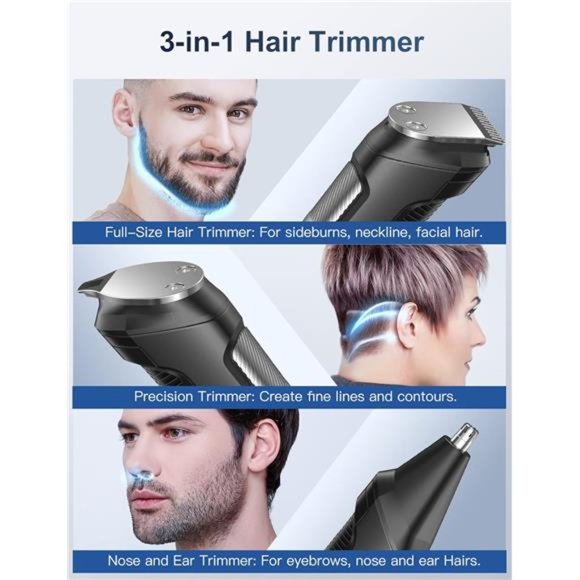Beard Trimmer Hair Clipper for Men, 13 Piece Menโs Grooming Kit, Rechargeable - Picture 2 of 8